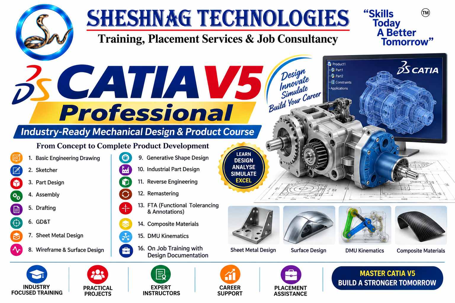 CATIA V5 Professional — Industry-Ready Mechanical Design & Product Develpment Program